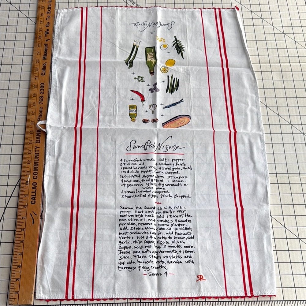 Rachael Ray Cotton Tea Towel, Swordfish Niçoise Recipe, Red Stripe Kitchen Towel